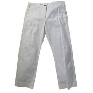 Nili Lotan 80NL Chino Pants 8 White Cotton Blend Ankle Flat Front Stretch